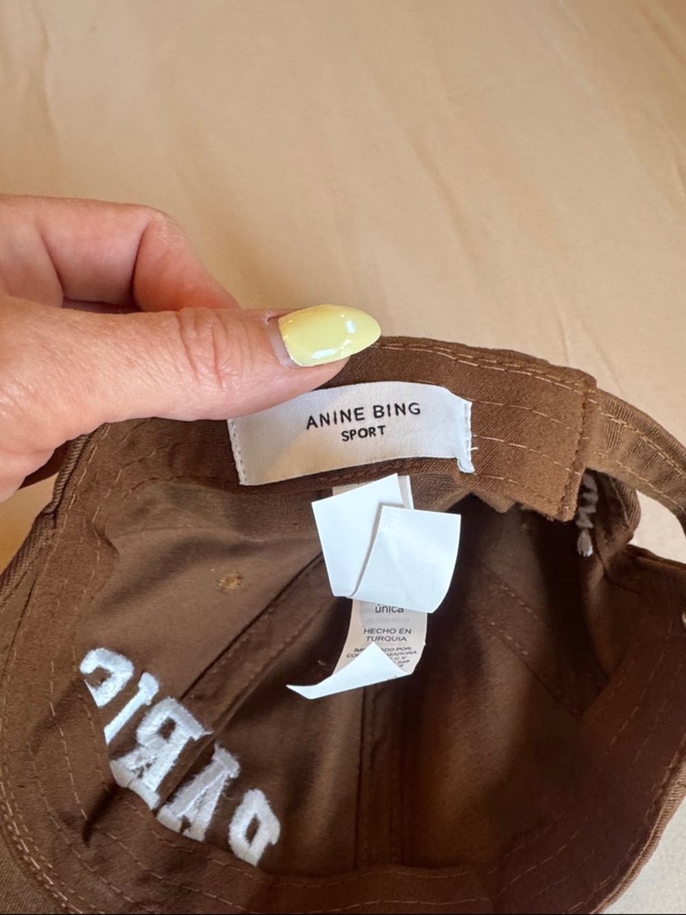 Anine Bing Brown Paris Logo Cap with White Embroidery - Picture 4 of 6